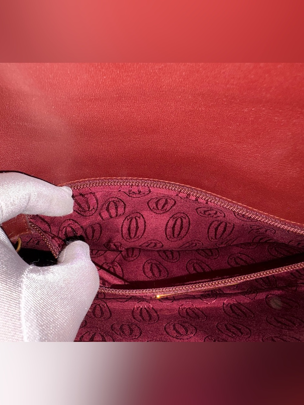 Cartier Must de Cartier Vintage Pebbled Leather Clutch Bordeaux COA - Picture 8 of 8